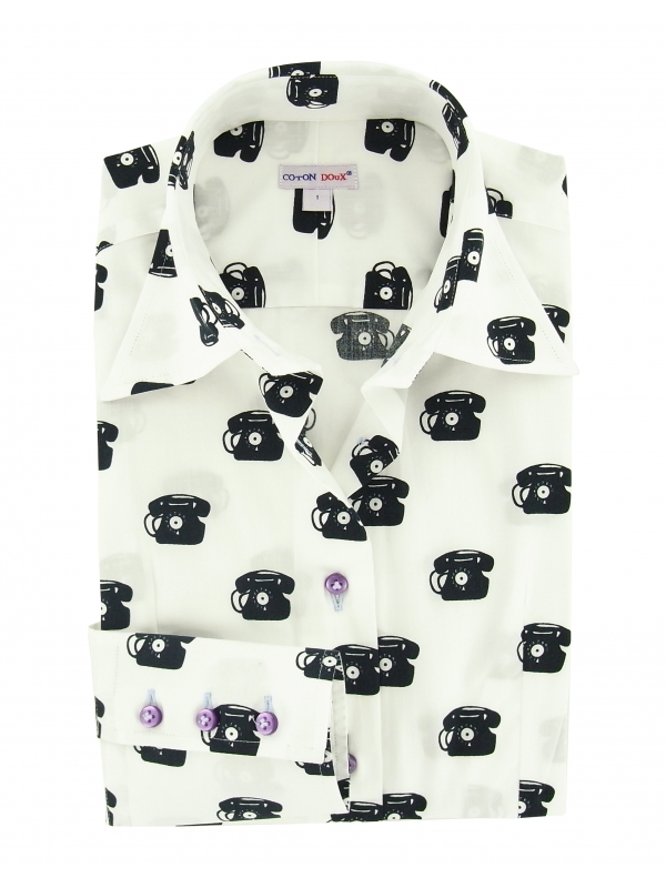 Women's Fitted shirt vintage phone pattern