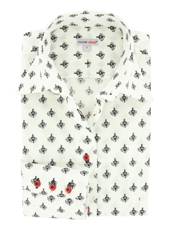 Women's Fitted shirt with joystick vintage pattern