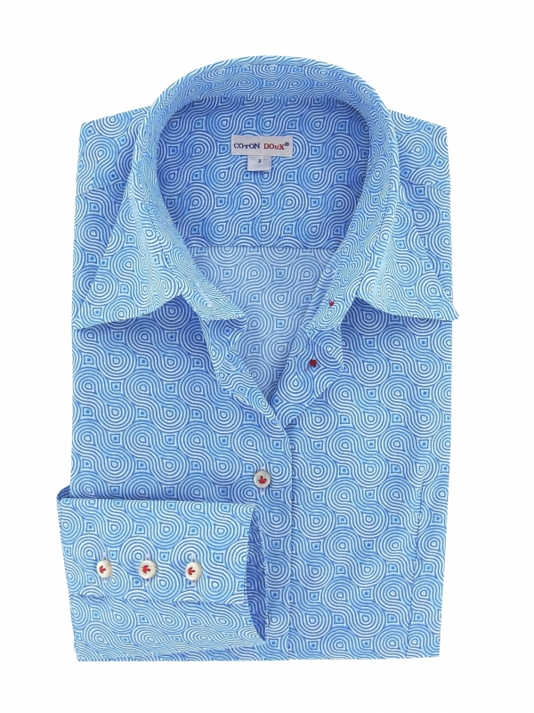 Women's Fitted shirt Men's regular shirt blue and white pattern
