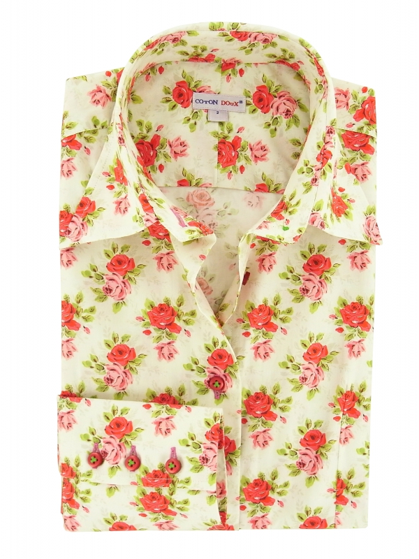 Women's Fitted shirt with rose bloom