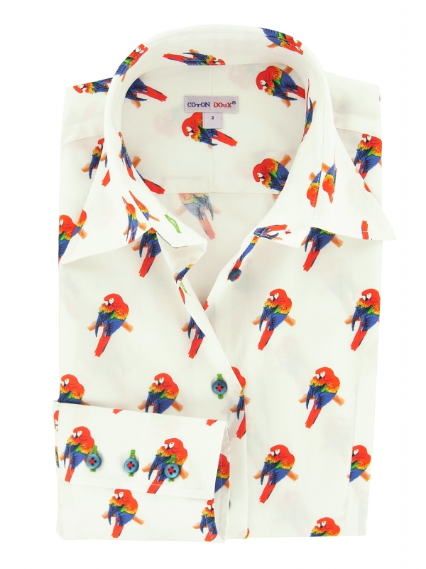 Women's Fitted shirt with parrot pattern