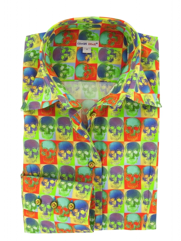 Women's Fitted shirt with skull colorful