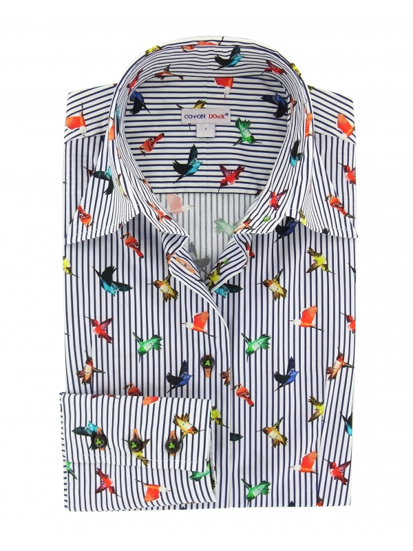 Women's Fitted shirt exotic bird pattern