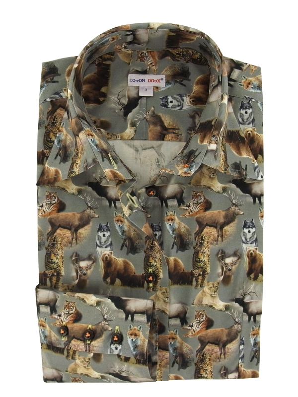 Women's Fitted shirt with wild animals