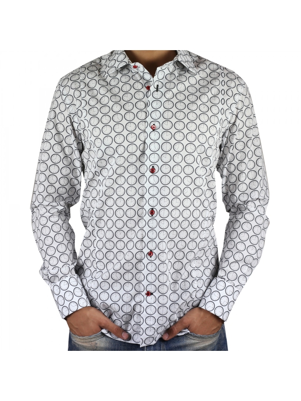 Men's fitted shirt with clock patterns
