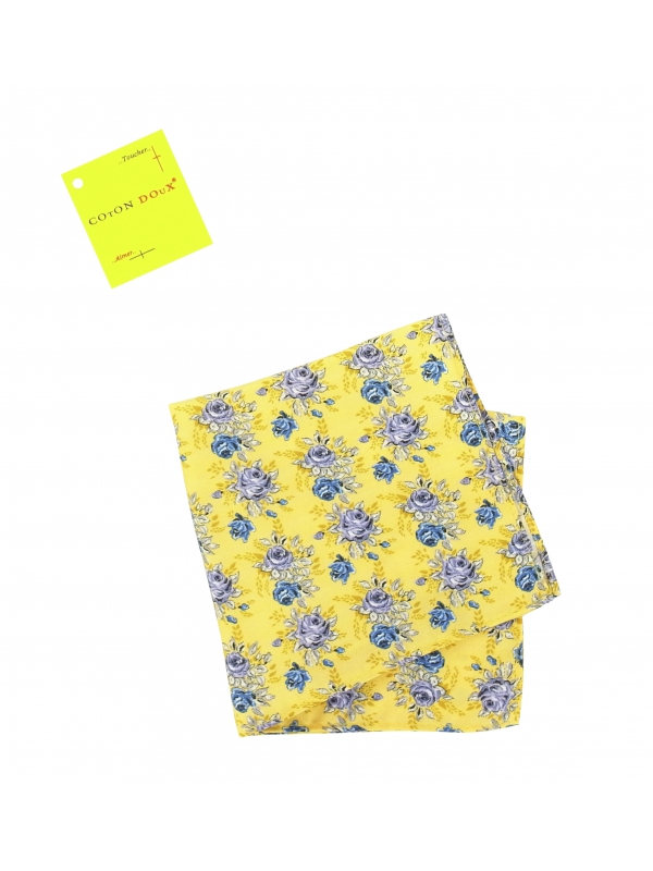 Yellow Silk Pocket with flowers printed