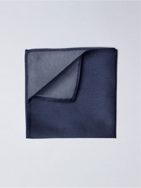 Navy blue pocket square with white micro dots 
