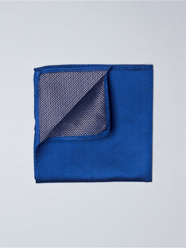 Blue pocket square with white micro dots