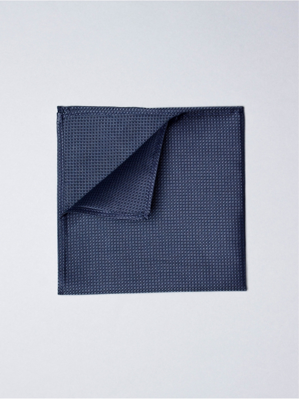 Navy blue pocket square with blue micro crosses