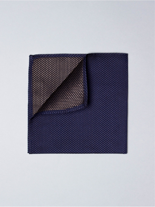 Navy blue pocket square with white micro dots