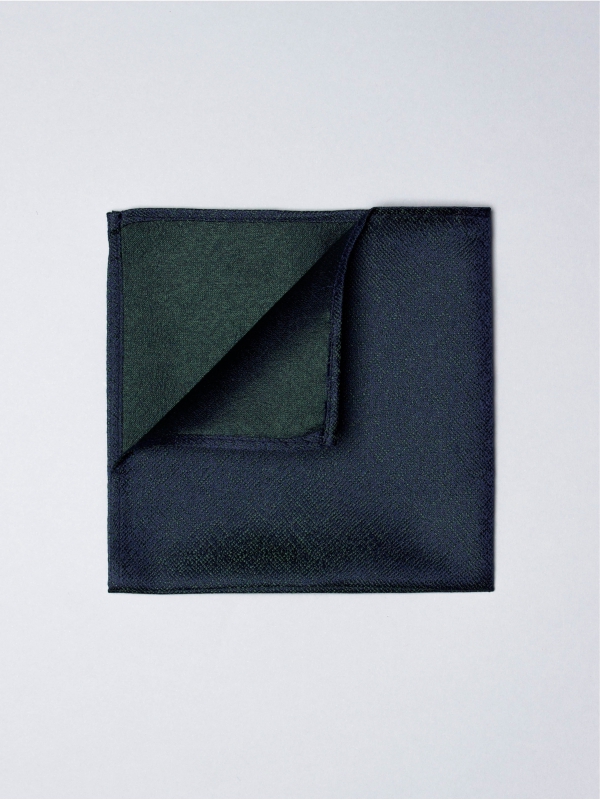 Navy blue pocket square with green reflections