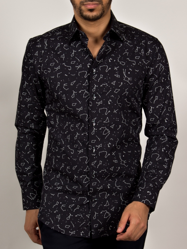 Men's fitted shirt with constellation prints