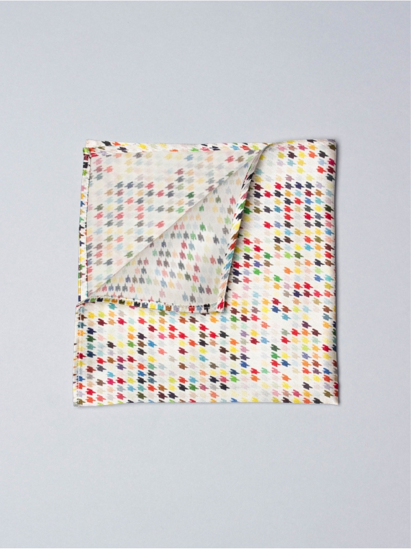 Multicolor pocket square with houndstooth prints
