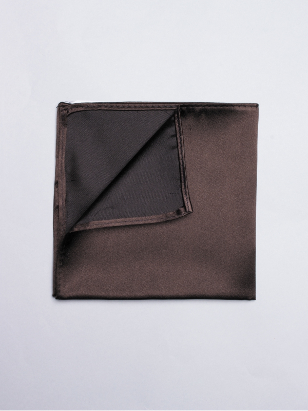 Plain chocolate brown pocket square