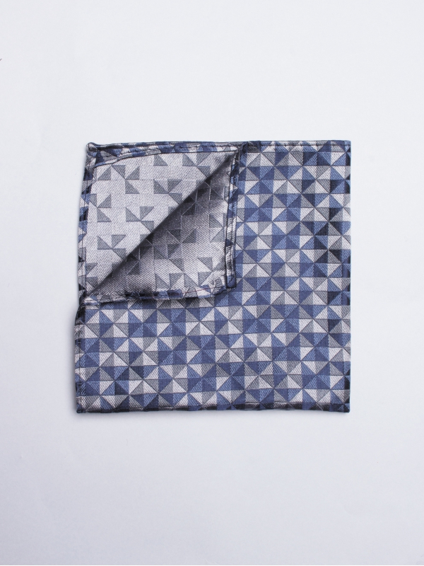 Blue pocket square with triangles patterns 
