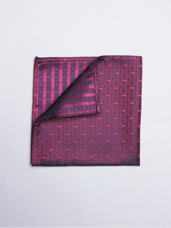 Navy pocket square with woven patterns 