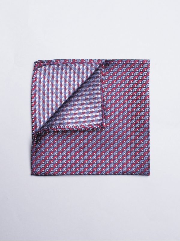 Blue and red woven pocket square