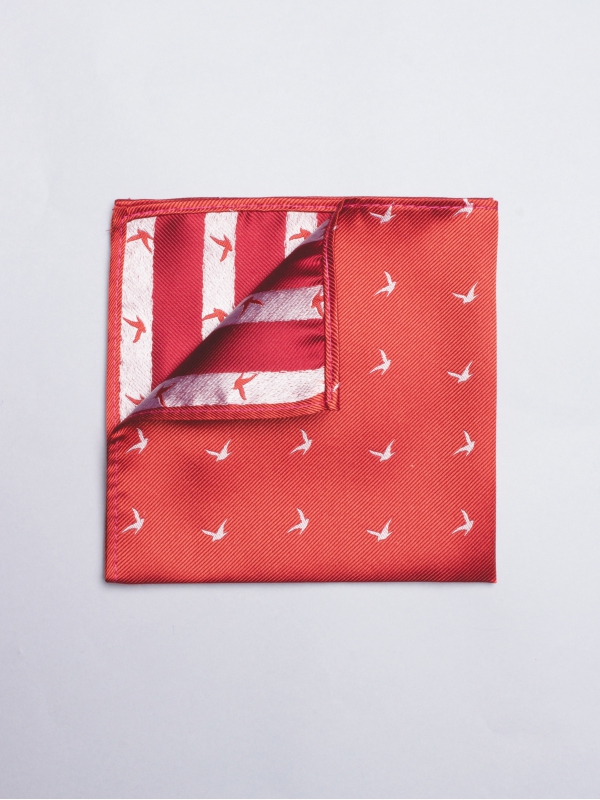 Pochette rouge vif avec motifs oiseaux marins 