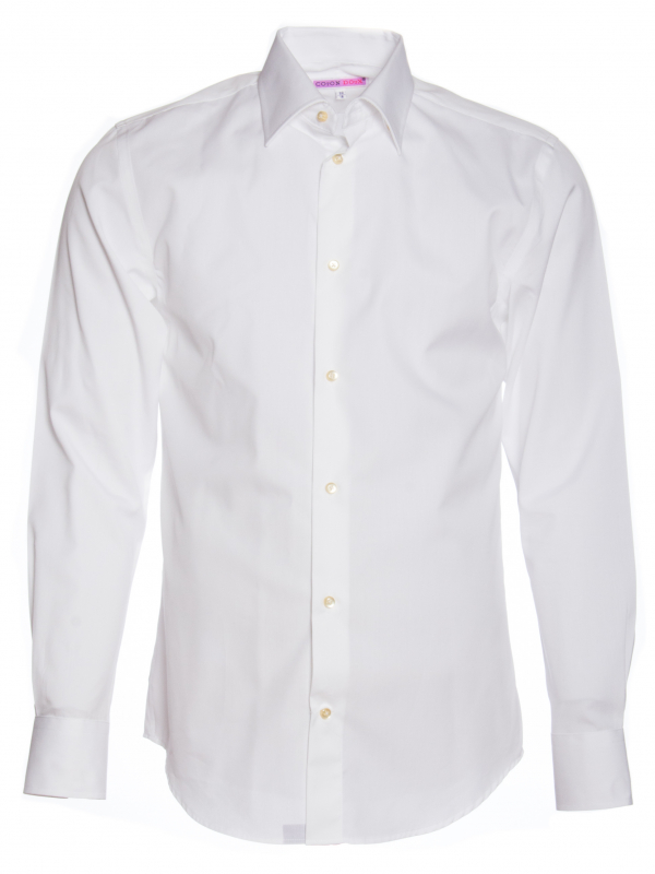 Men's plain white poplin regular shirt