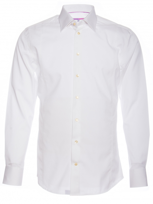 Men's plain white poplin fitted shirt
