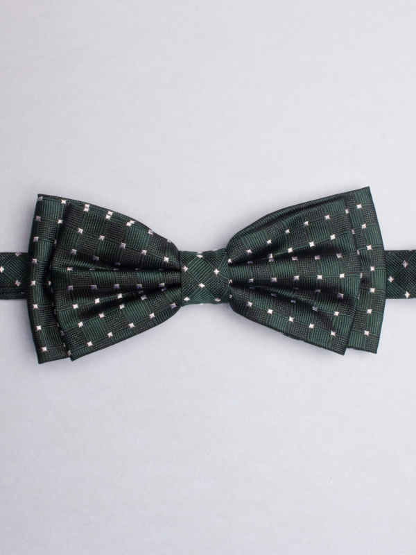 Dark green bow tie with checkered pattern