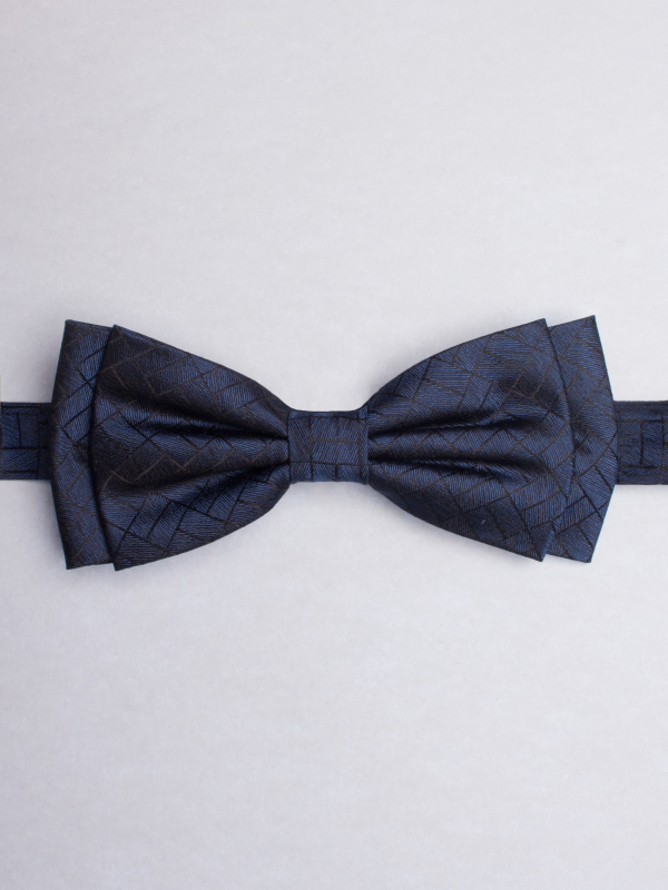 Dark blue bowtie with rectangle patterns