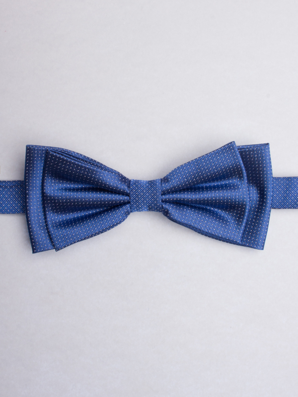 Blue bow tie with white micro dots patterns