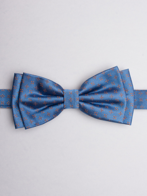 Blue bow tie with orange stars patterns