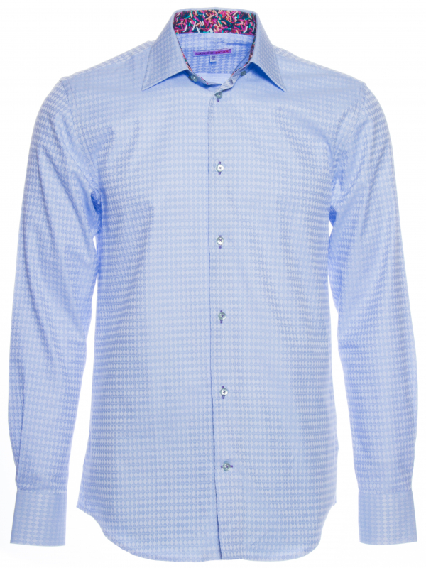 Men's blue regular shirt with sprinkles print inner lining