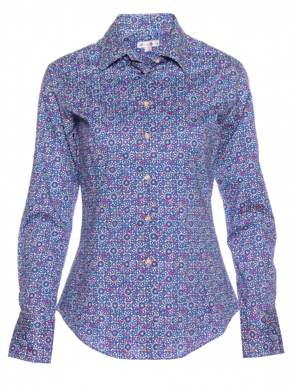 Women's fitted shirt with rosette print