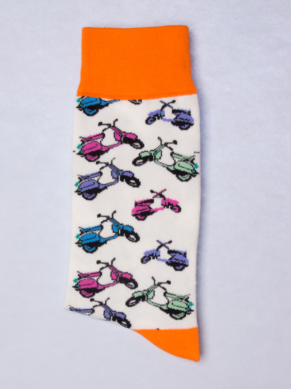 Socks with vintage scooter pattern