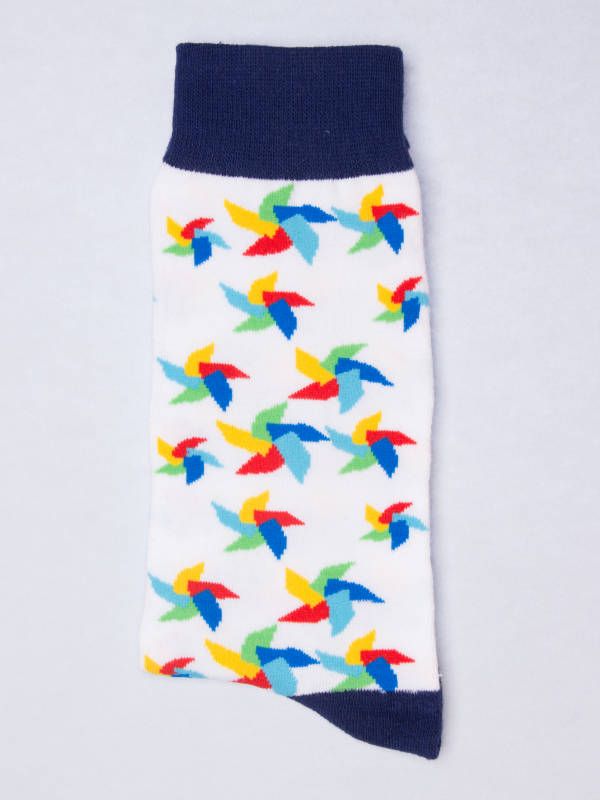 Socks with windmill pattern