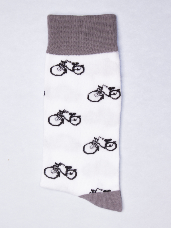 Socks with black bike pattern