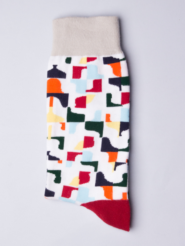 Socks with abstract pattern and white background