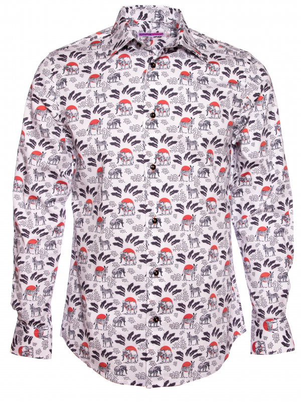 Men's regular fit shirt with savannah print