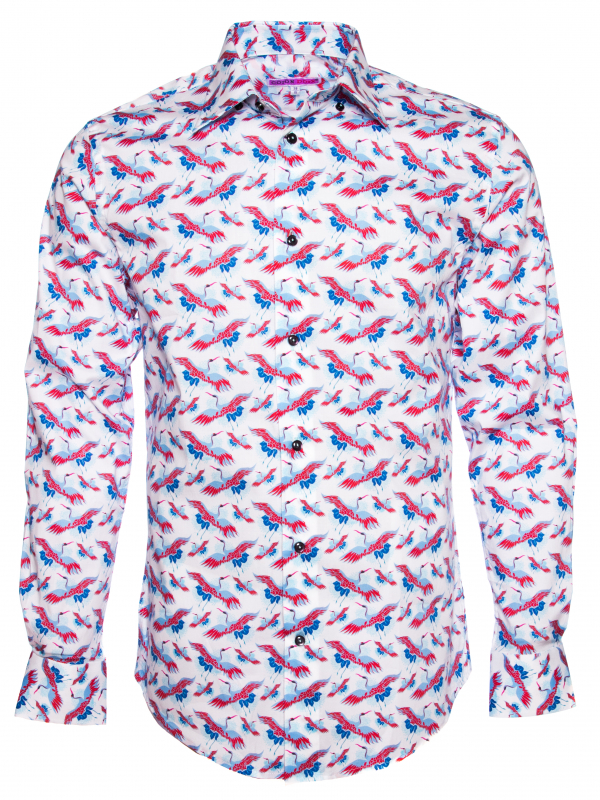 Men's regular fit shirt with crane print