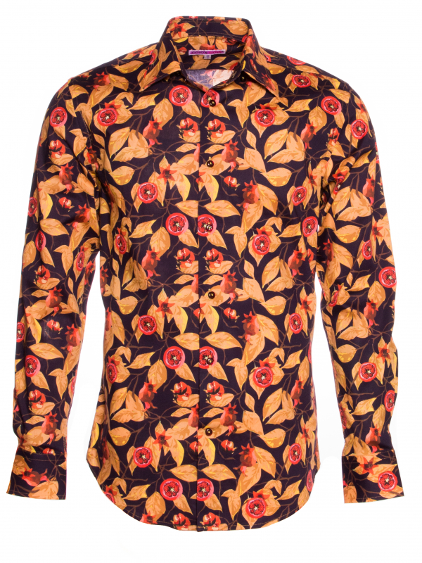 Men's regular fit shirt with pomegranate print