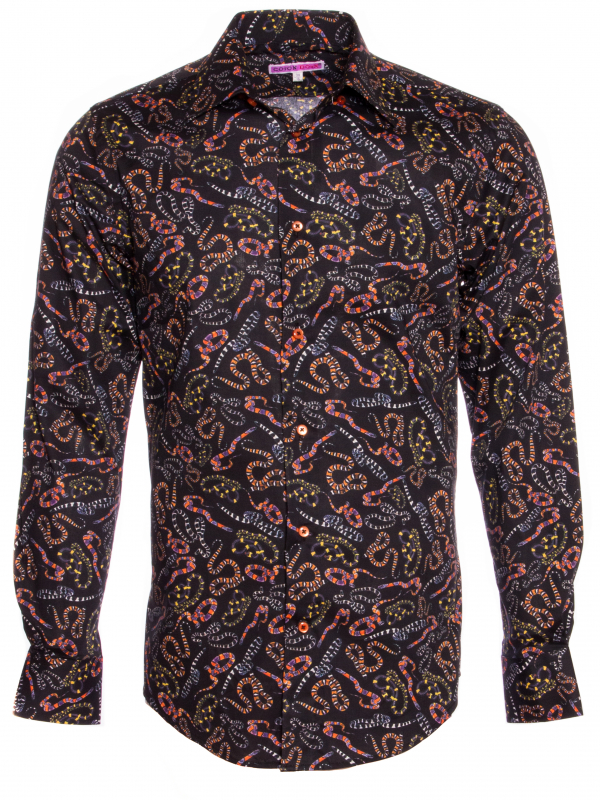 Men's regular fit shirt with snake print