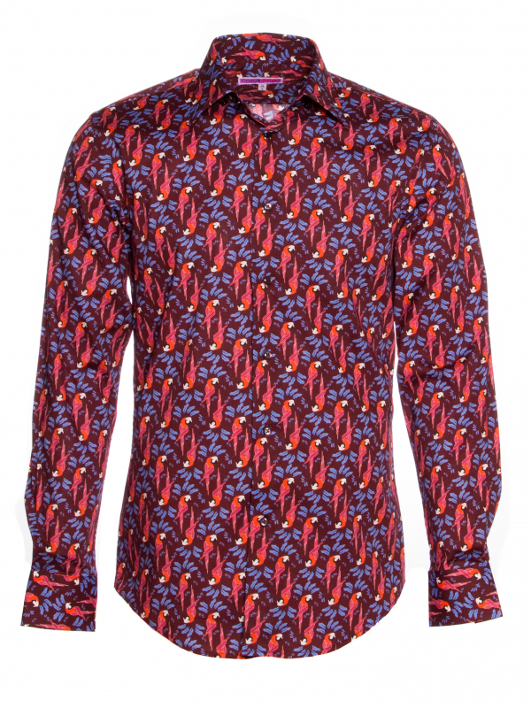Men's regular fit shirt with parrot print
