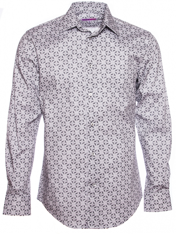 Men's regular fit shirt black and white geometric shape print