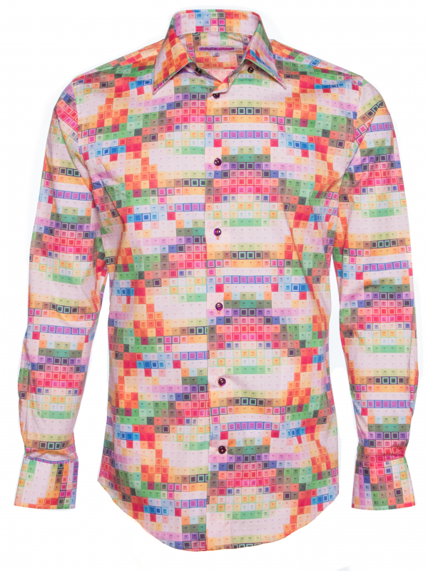 Men's regular fit shirt with colourful keyboard print