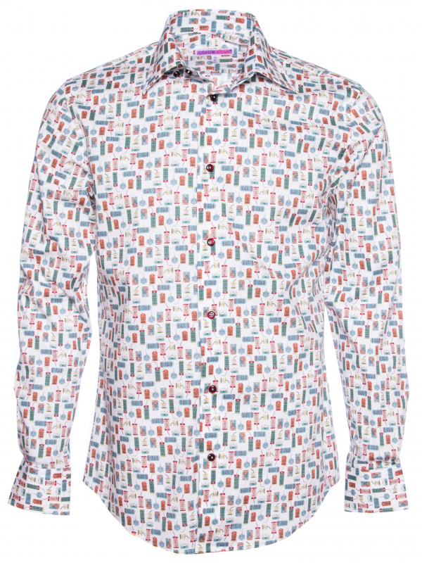Men's regular fit shirt with luggage tag print