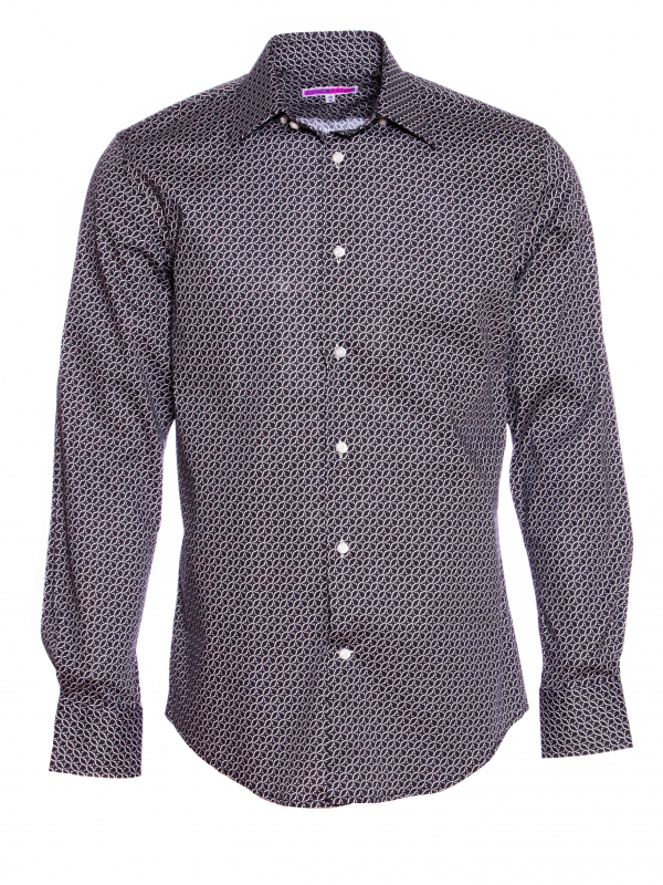 Men's regular fit shirt with black geometric shape print