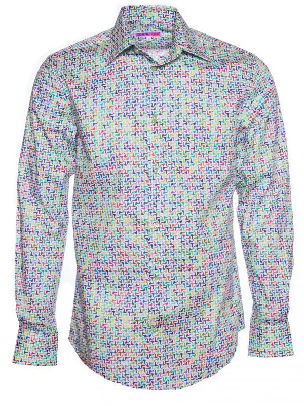 Men's regular fit shirt with multicolor geometric shape print