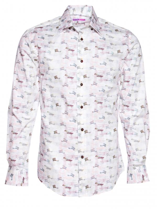 Men's regular fit shirt with airplane print