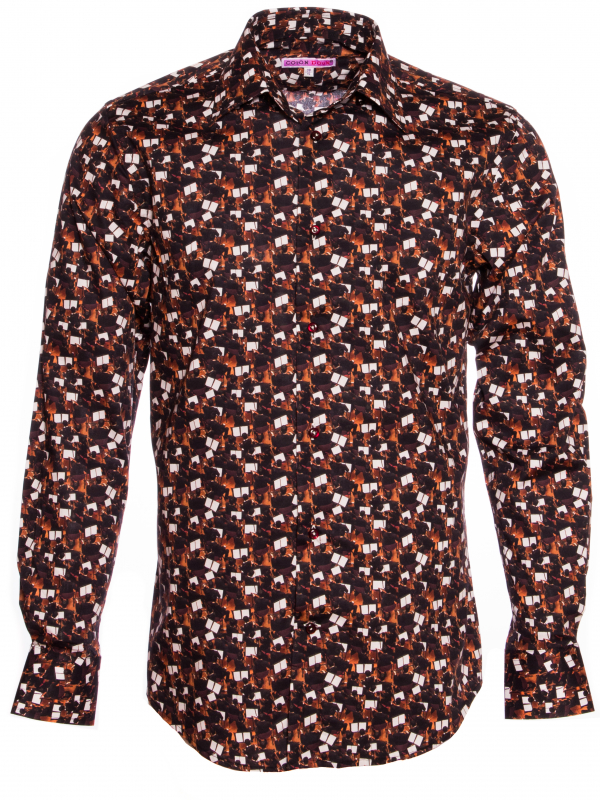 Men's regular fit shirt with orchestra print