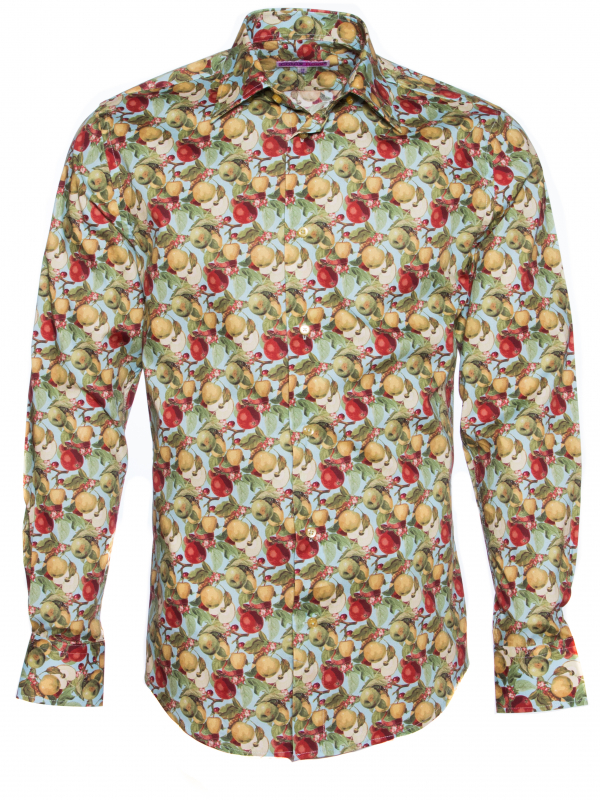 Men's regular fit shirt with apple print