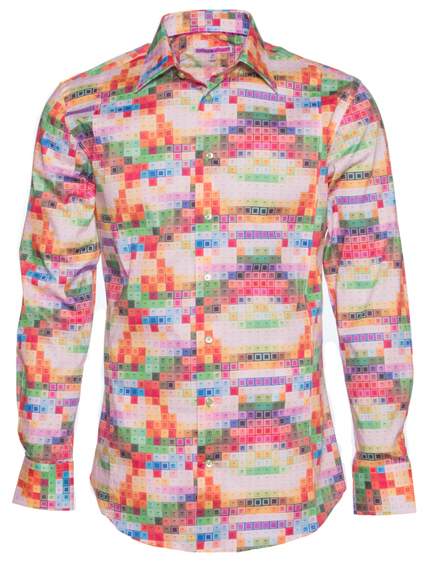 Men's slim fit shirt with colorful keyboard print