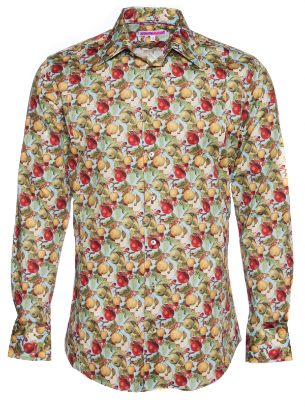 Men's slim fit shirt with apple print