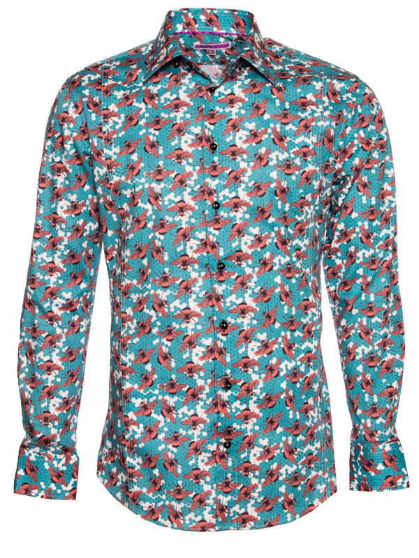 Men's slim fit shirt with bee print